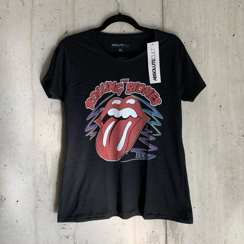 Black Rolling Stones 1994 Tour Logo Tongue T-Shirt